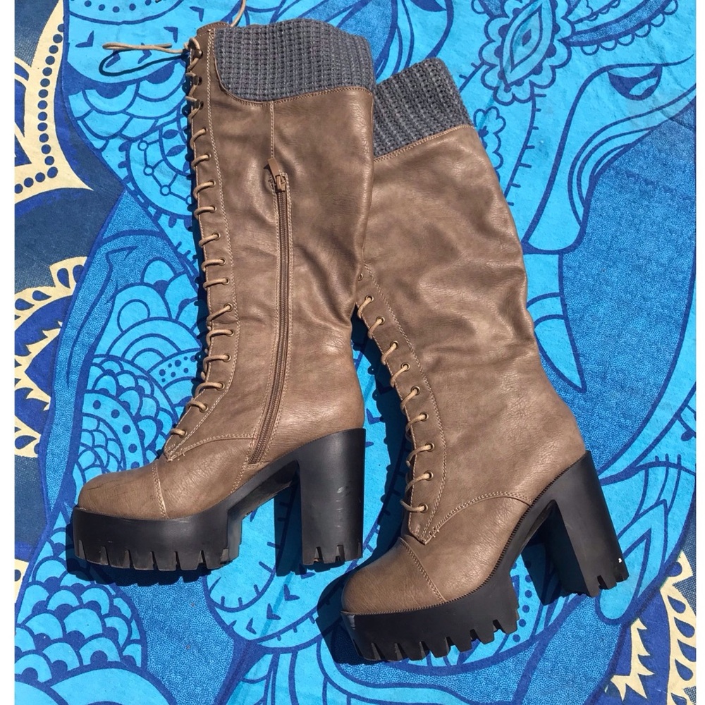 SOLD: Knee High Platform Pleather Boots